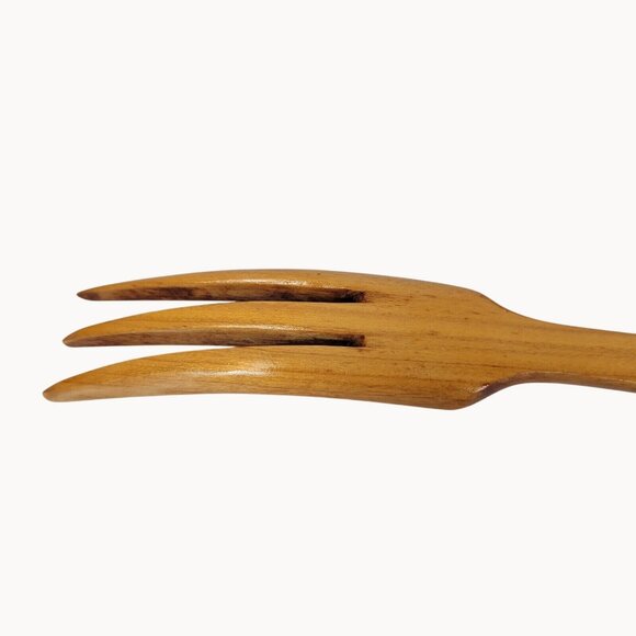 Wood Croftery France Vtg Wooden Spoon and Fork Rustic Brown Hand Painted Floral - Picture 15 of 16